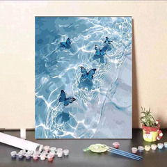 新作の美しい蝶のデジタル油絵diy手作りの色を塗って、親友の誕生日プレゼントのリビング装飾画を癒します。