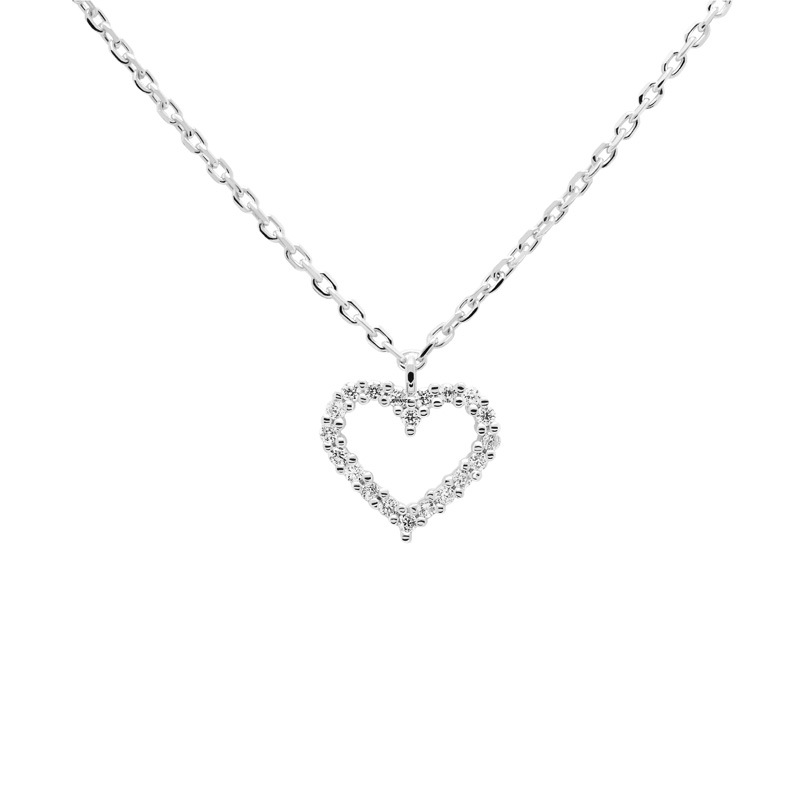925 Sterling Silver Pendant Material 925 Sterling Silver Zircon Cable Chain Heart Shape Pendant Necklace