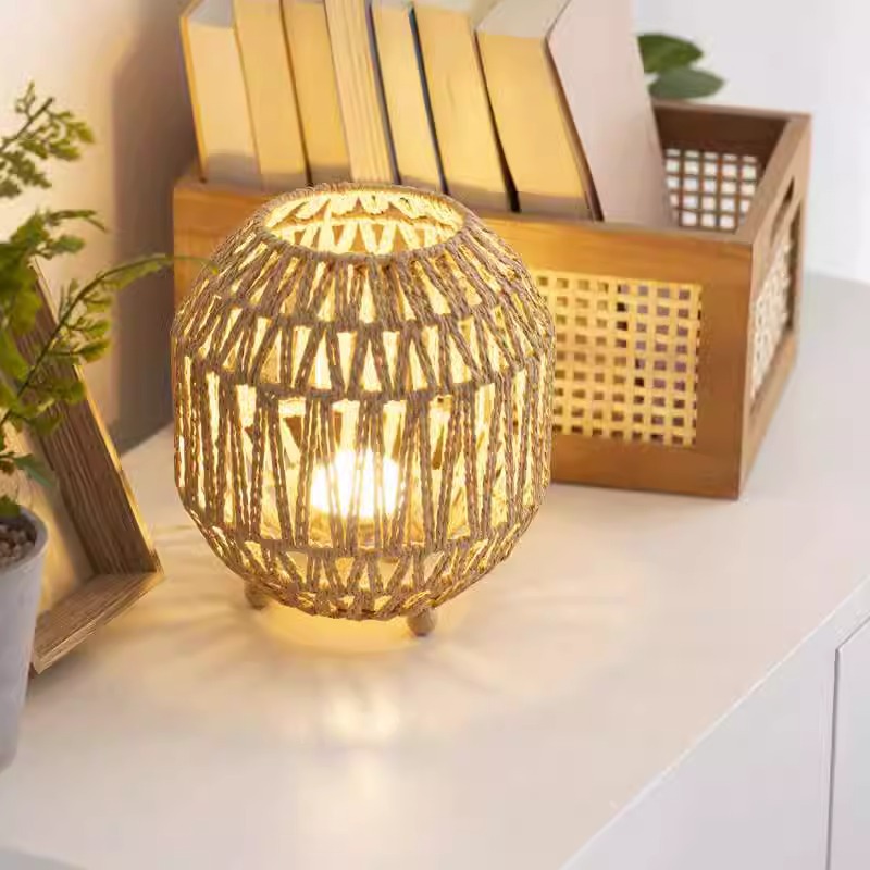 Lámpara de cuerda de papel personalizada mano trenzada lámpara de viento candelabro dormitorio lámpara de estudio decoración decoración atmósfera lámpara de candelabro
