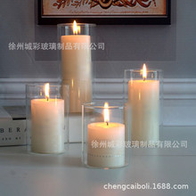 欧式高硼硅蜡烛杯浪漫烛光晚餐玻璃蜡烛杯直筒玻璃烛台透明烛台瓶