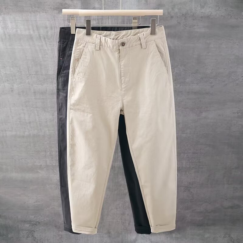 American Style Simple Casual Pants Men's High Street Slimming Khachi Autumn Overalls Washed Vintage Straight Loose Men's Pants