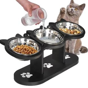 Cross-Border Wholesale Pet Bowl Rack Slanted Pet Food Basin Drinking Rack Vertical Cat Feeder Pet Dining Table