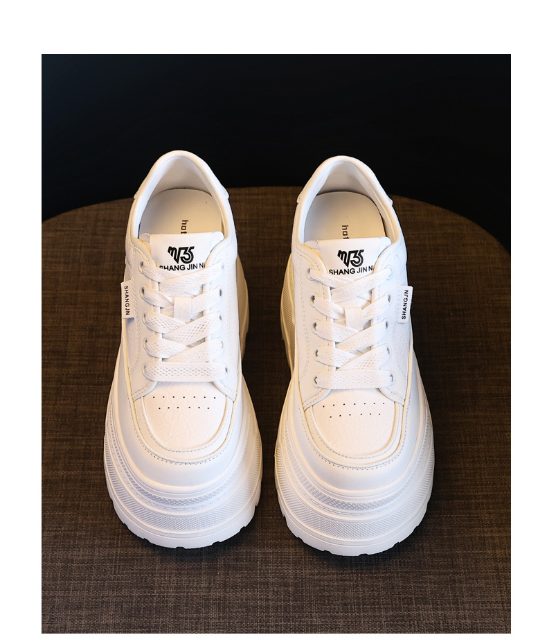 Giày sneaker nữ đế dày tăng chiều cao phong cách đơn giản — Đen trắng chi tiết 19