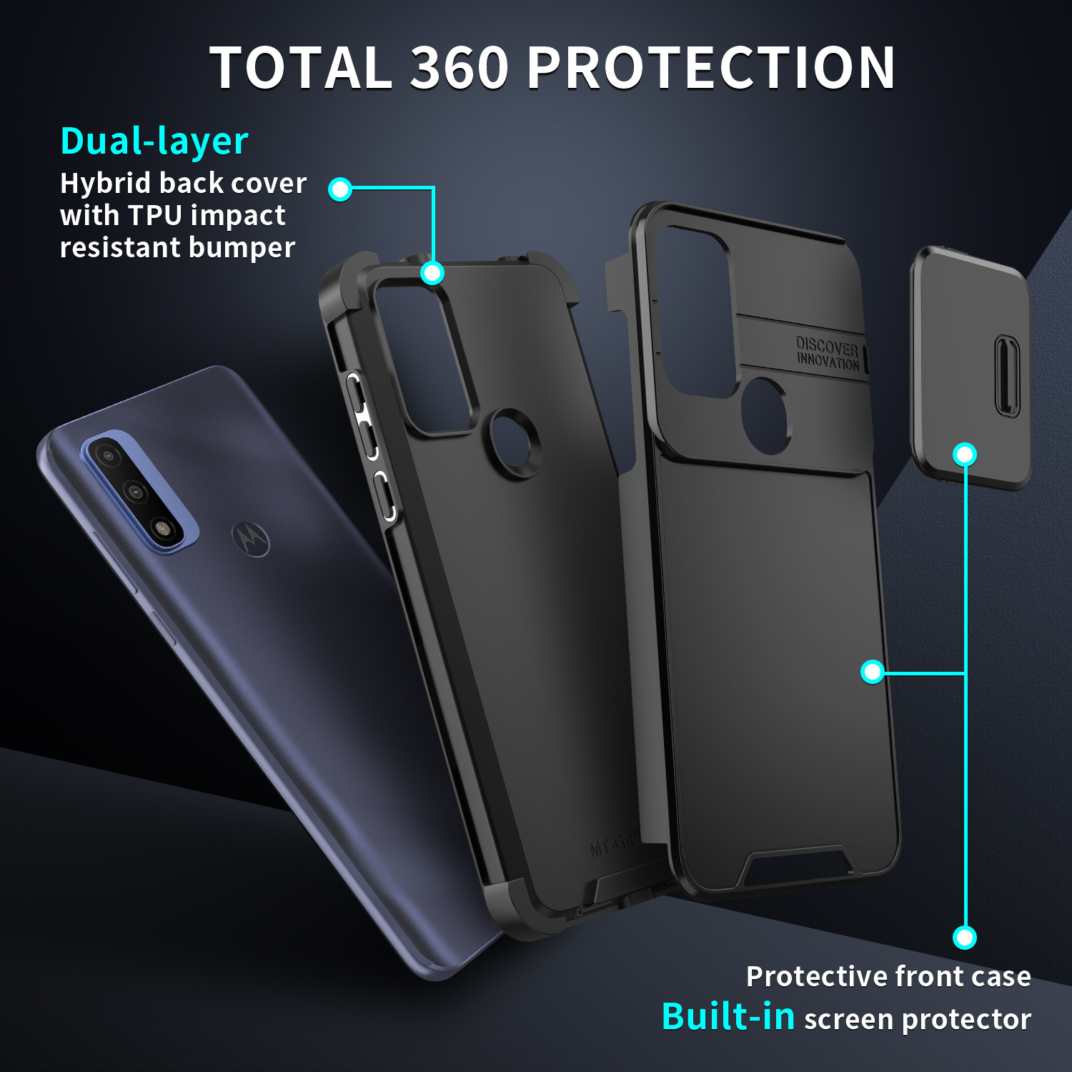 Moto G stylus 5G için uygun itme penceresi düşmeyi önleyici cep telefonu kılıfı G Power ikisi bir arada zırh koruyucu kapak