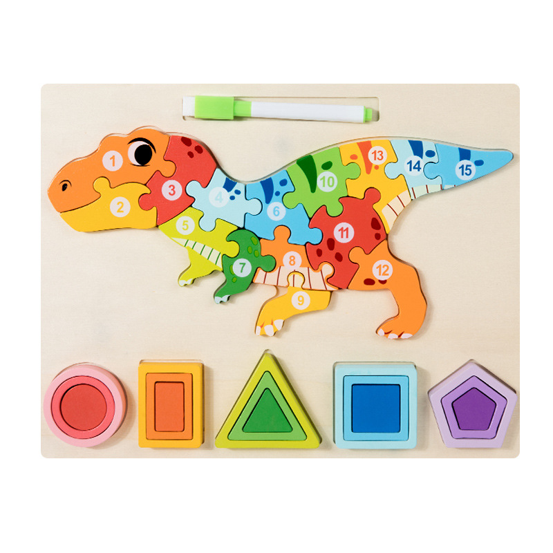 Nuevos productos de forma geométrica puzzle animal digital tridimensional puzzle tablero de dibujo de la educación temprana puzzle forma emparejada bloques de construcción