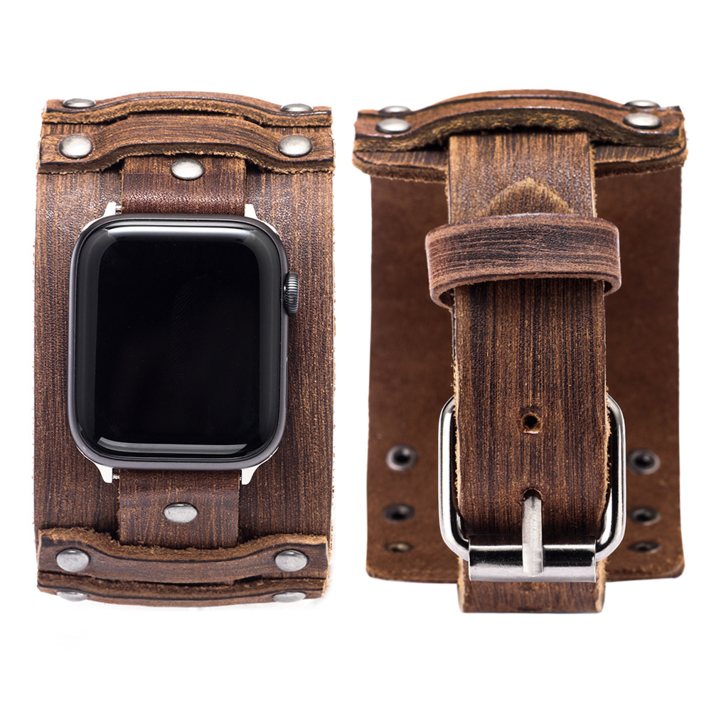 2024 venta caliente transfronteriza correa de Apple iWatch accesorios para relojes inteligentes correa punk de cuero sentido de alta gama