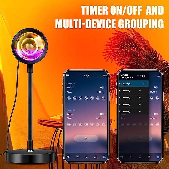 Lámpara sunset lamp de proyección, luz ambiental para complementar luz, decoración de dormitorio y lámpara nocturna, estilo de influencer, control por APP