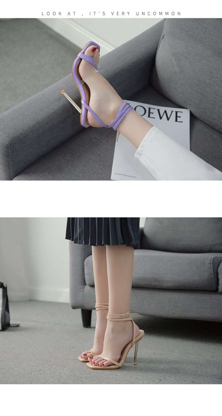 transparent strap high-heeled buckle sandals NSSO44717