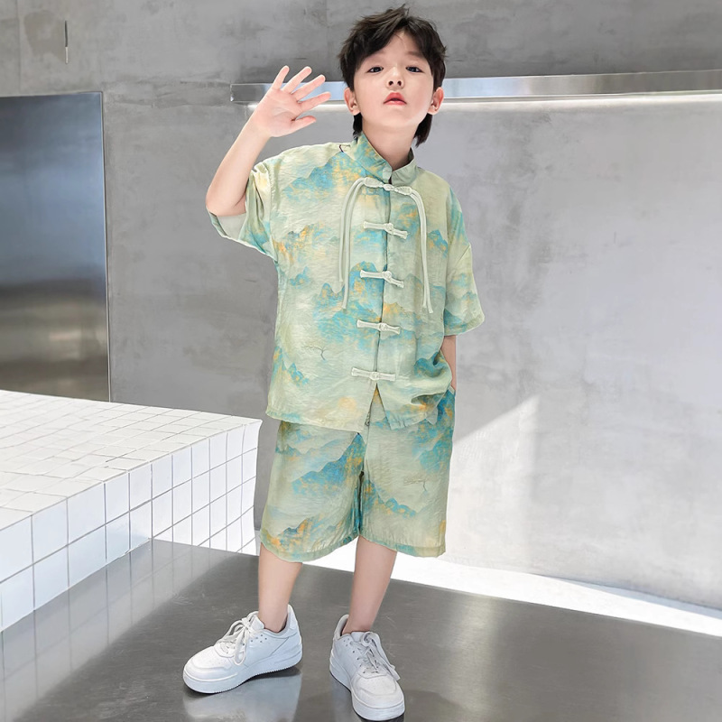 儿童装男童汉服夏装套装2025新款古风夏季唐装男孩夏款大童中国风|undefined