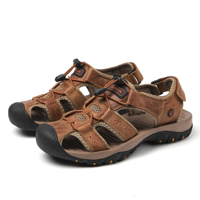 Nuevas sandalias transfronterizas de moda para hombres zapatillas de cuero al aire libre zapatos deportivos casuales transpirables zapatos de playa al por mayor