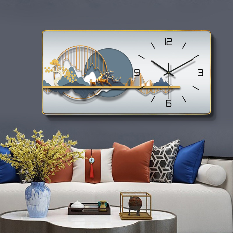 Nuevo reloj de pared horizontal rectangular reloj de sala de estar moda doméstica en línea calendario silencioso LED calendario perpetuo reloj de pared
