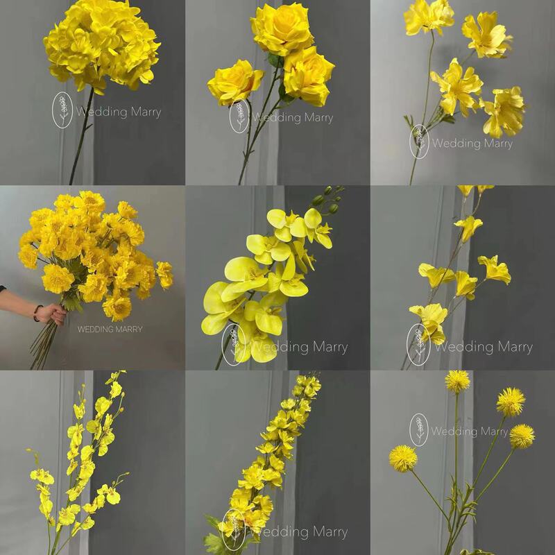 Lemon yellow bright yellow series wedding artificial flower artificial flower silk flower wedding hall flower row ceiling flower material Lemon yellow bright yellow series wedding artificial flower artificial flower silk flower wedding hall flower row ceiling flower material