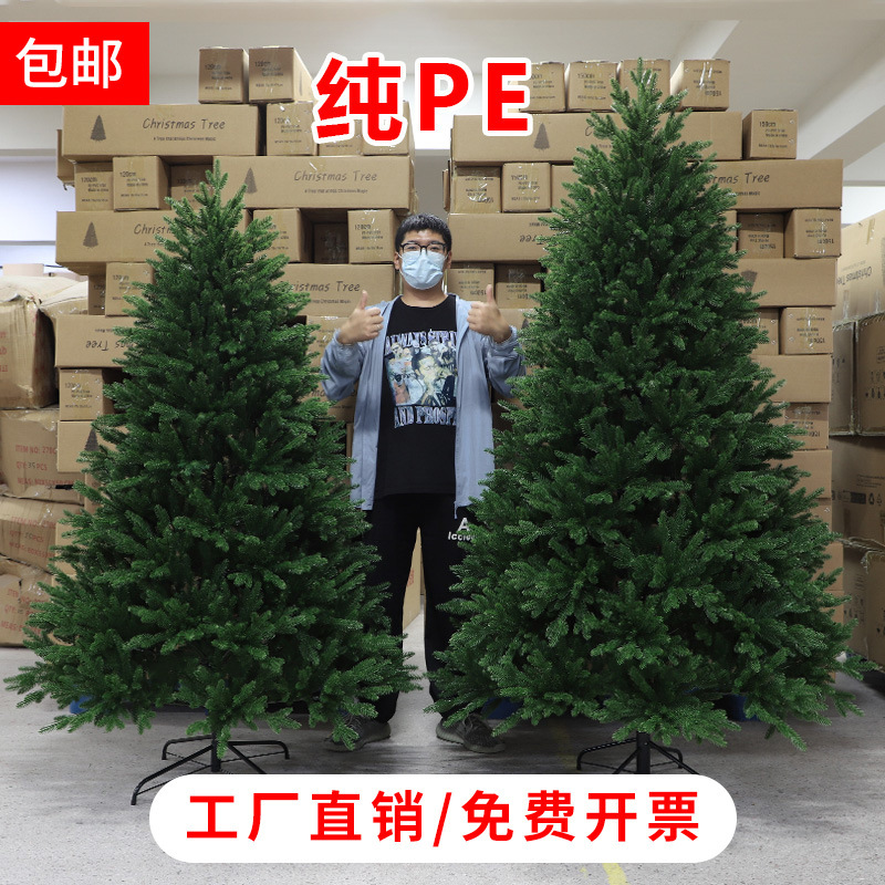 Pure Pe Christmas Tree New Encrypted Luxury Household Luminous Self-Contained Light Christmas Decorations Artificial Naked Tree Ornaments