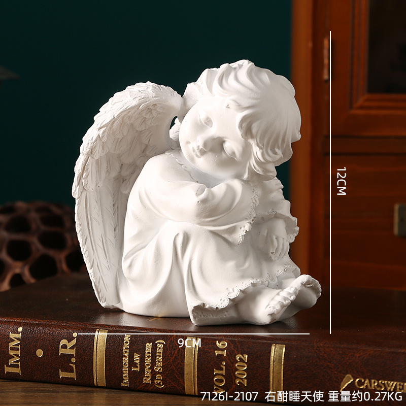 Adornos de ángel retro de estilo europeo, decoración de mesa de niña angelito de plástico de resina americana