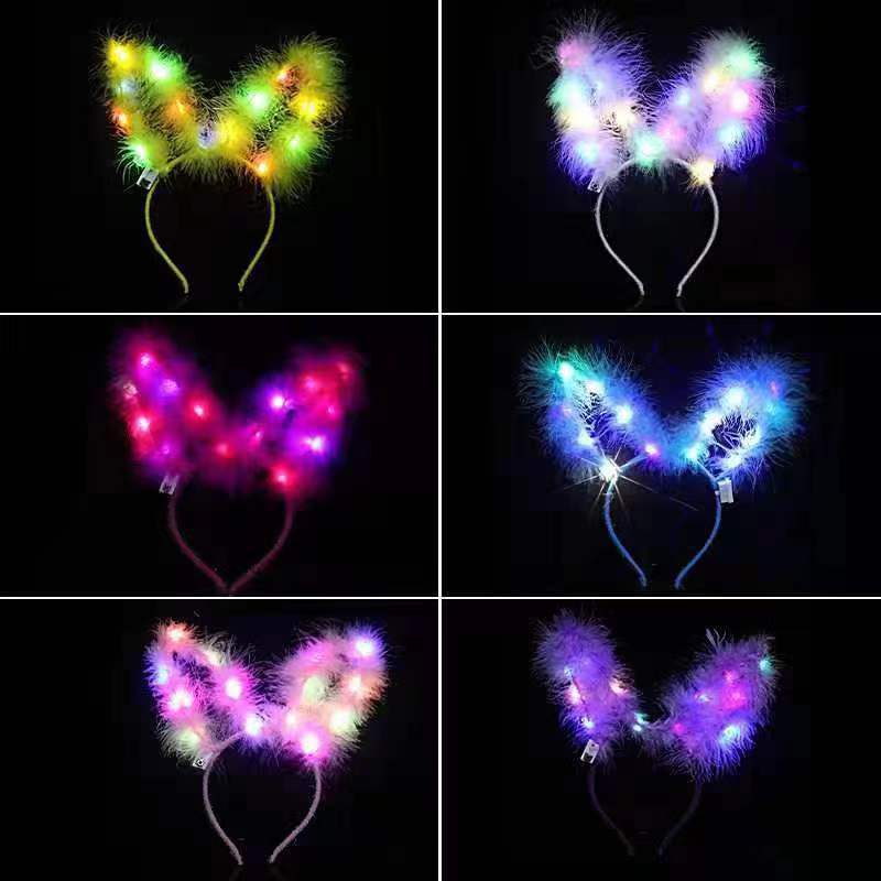 14개의 조명 깃털 토끼 귀