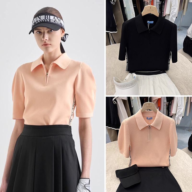 24 Summer Women's New Korean Golf Sports Casual Short Sleeve Thin Breathable Lapel Short Sleeve Top