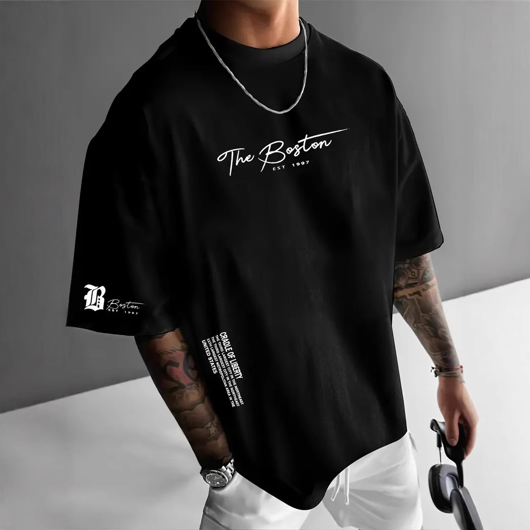 Amazon Independent Station Foreign Trade 2025 nueva moda casual de alta calidad degradado de manga corta con cuello redondo camiseta