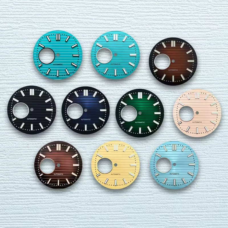 Циферблат NH38 с вырезанной поверхностью Циферблат Nautilus с сильным зеленым светящимся буквальным NH35, подходящий для циферблата диаметром 30,5 мм.