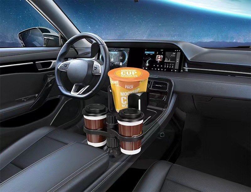 Car-Mounted Dual-Hole Water Cup Holder for Beverages, Cola Thermos Cup Storage Rack, One-To-Two Adjustable Storage Compartment