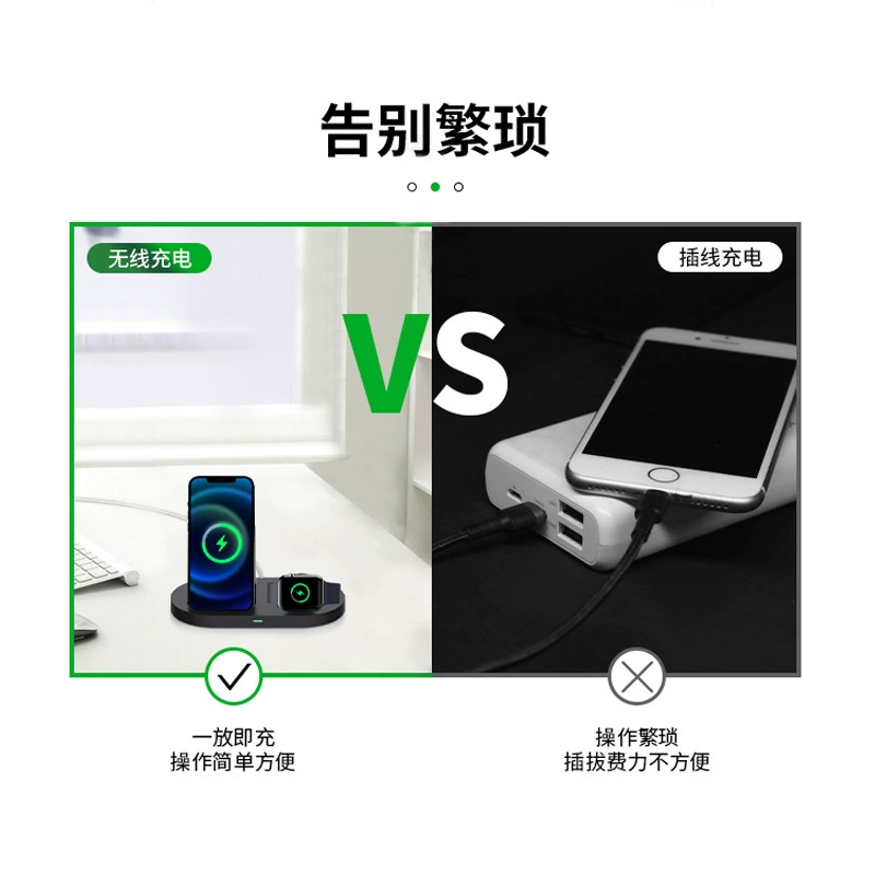 Apple, wireless charger, compatible watch, headphones charging, for import, three in one, 15W
