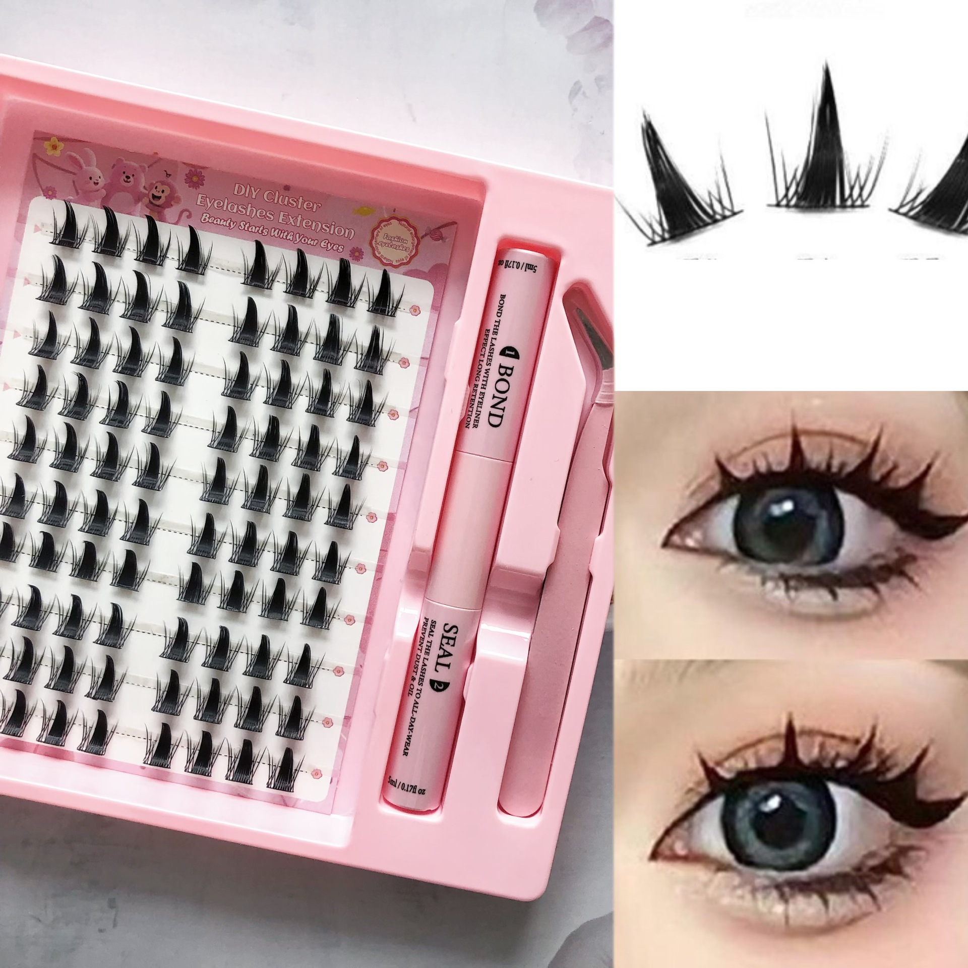 Conjunto de pestañas falsas transfronterizas de gran capacidad, genio travieso segmentacional inteligente estilo variable, pestañas falsas de un solo grupo