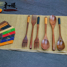 楠木质筷叉勺三件餐具单人筷子实木勺子套装叉子便携餐具个人装