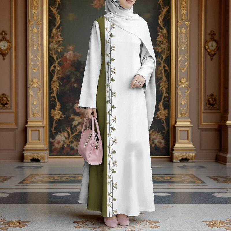 New Summer Elegant Robe for Women, Traditional Cultural Clothing, Digital Printing, Long-Sleeve Design for Daily Commuting