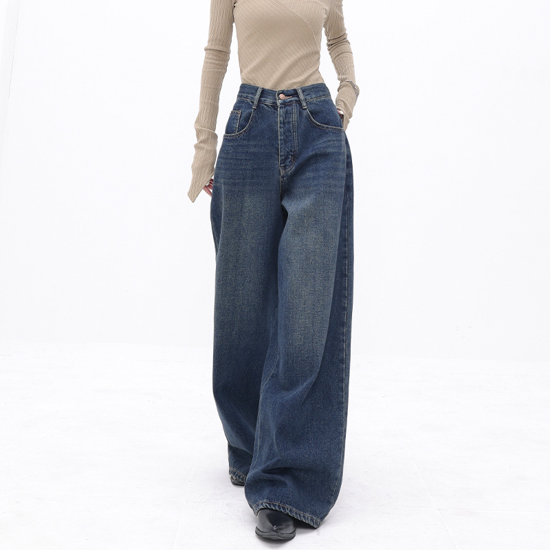 Loose Washed Old Wide Leg Women's Jeans