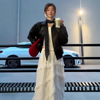 2025春秋新款黑色夹克短款拉链美式复古港风小个子爆款皮衣外套女