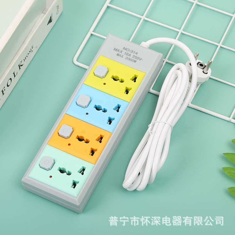 R314# 独立开关外贸插排带灯多哥厄立特里亚佛得角接线板插板排插