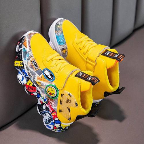 Boys' shoes, children's sports basketball shoes, plus velvet to keep warm, casual baby outdoor cotton shoes, children's leather shoes, trendy