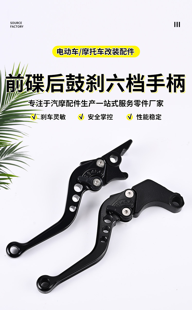 Cross-Border Aluminum Alloy Motorcycle Modified Brake Lever, Front Disc and Rear Drum Brake, Six-Speed Handle, Disc Brake, Qiaoge Accessories Customization