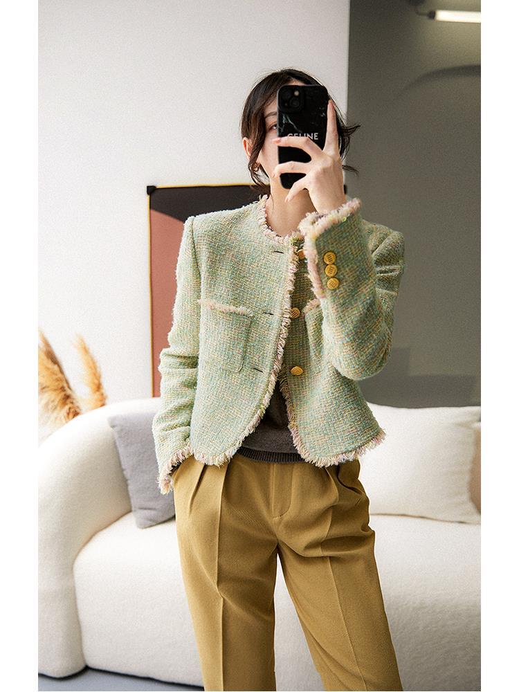 Autumn 2022 New Style Chanel Style Coat Women's Elegant Classic Chanel Tweed Short Coat