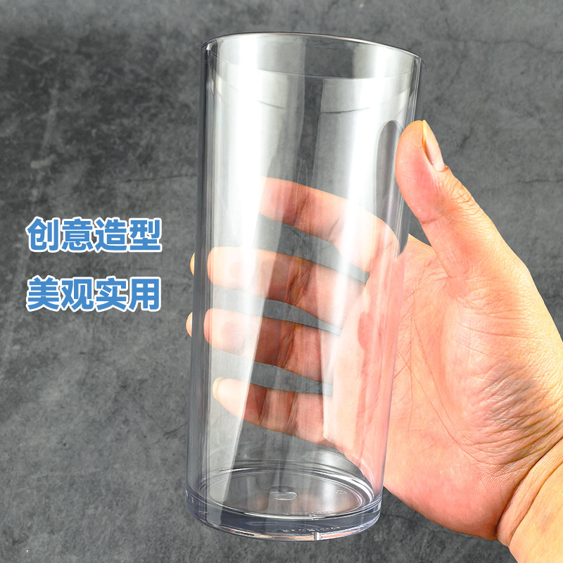 アクリルプラスチック透明大容量ストレートカップレストランホットおよびコールドドリンクレモネードジュースミルクティーカップ|undefined
