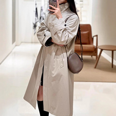 小禾女装2025秋季新款高密斜纹棉单排扣简约百搭经典款风衣女外套