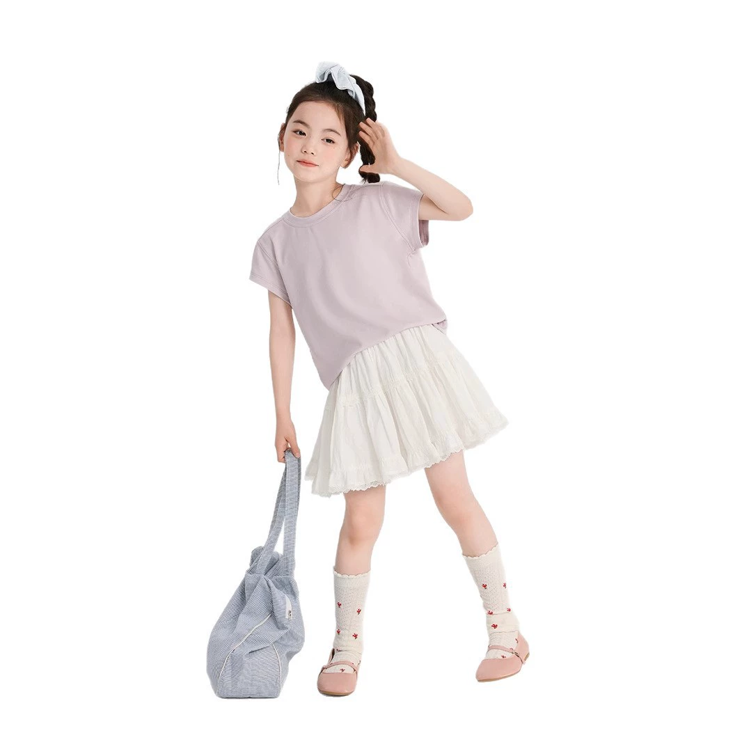 布丁哈鲁 летняя одежда, детская футболка, круглый ворот, западный стиль