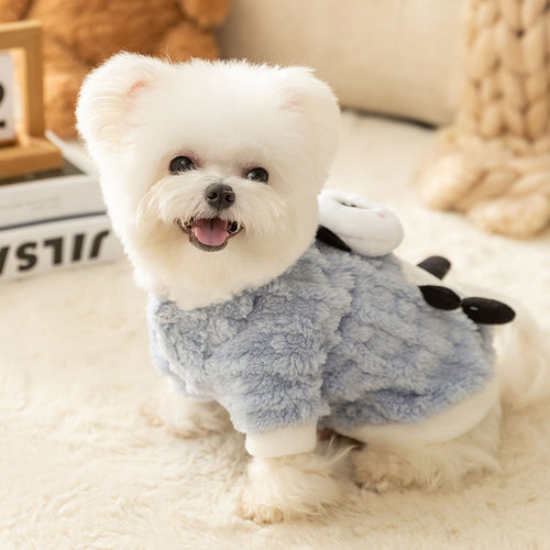Three-dimensional small animal dog winter clothes for traction autumn and winter small dogs warm two-legged fleece pet dog clothing