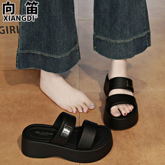 踩屎感超软厚底增高拖鞋女夏季外穿2025新款配裙子露趾一字凉拖鞋