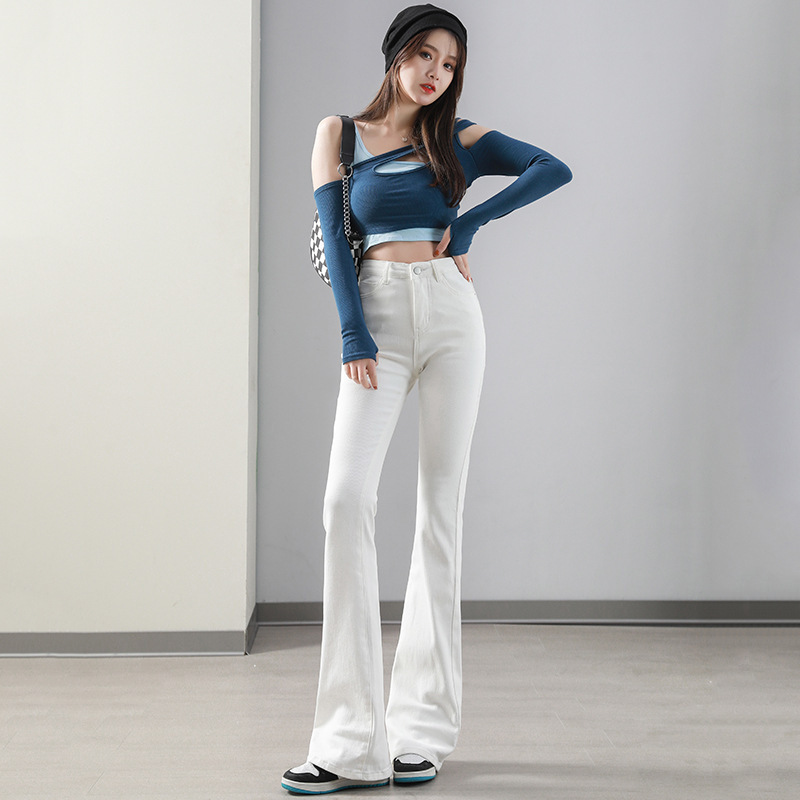 Trendy Spicy Denim Jeans for Women, Autumn New Slim Fit Petite Flared Pants