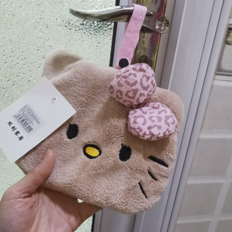 Shuangli Leopard Print Cat Hand Towel Kitchen Hanging Embroider Absorbent Quick-Drying Kidsren's Hand Towel