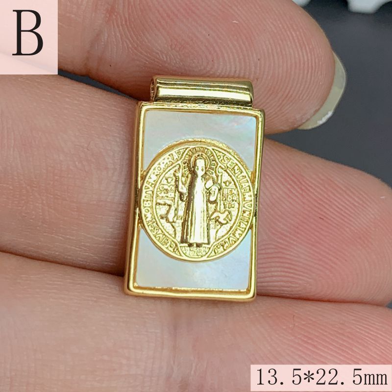 1 Piece Quantity 1 Piece 13.5*22.5mm Copper Shell Human Cross Virgin Mary Pendant