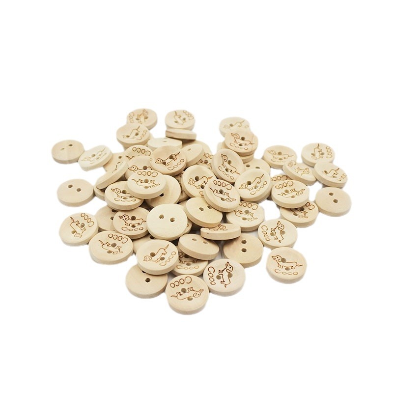 15mm suministro directo de fábrica costura a mano de madera Coco cachorro botones decorativos de bricolaje de madera adornos