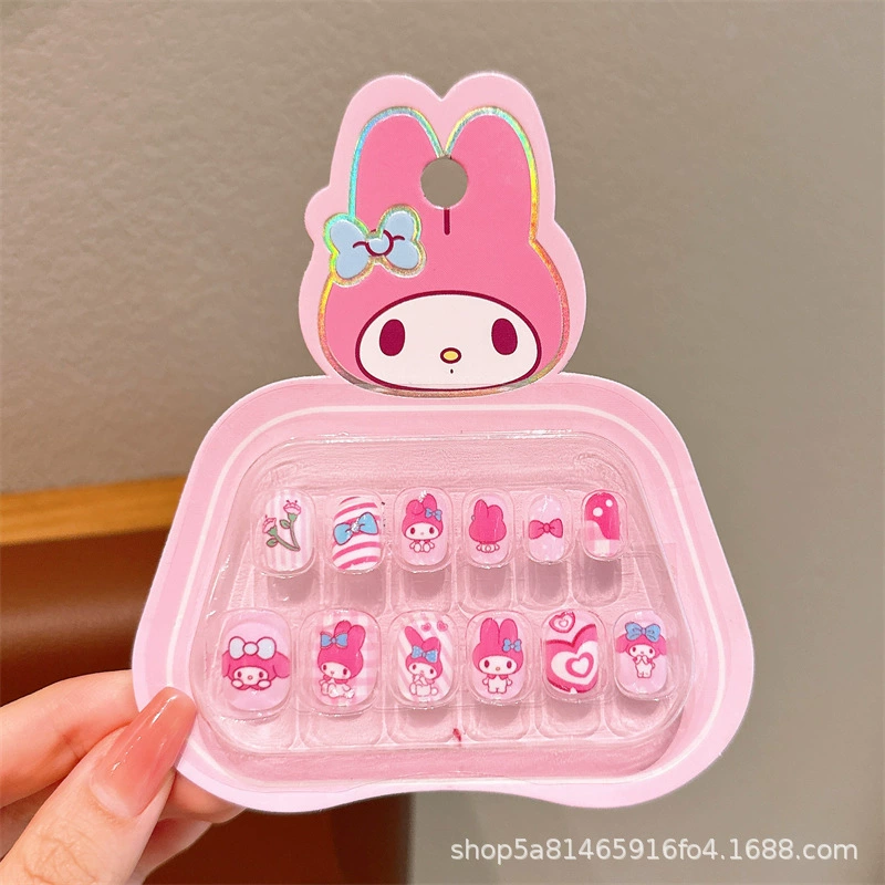 Sanrio, детские 3D-наклейки для ногтей, милые съемные мультяшные искусственные ногти