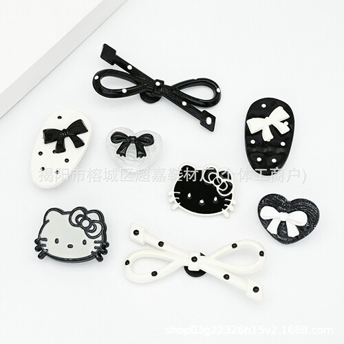 Bestselling shoe accessories black and white polka dot bow cat decorations DIY materials wholesale