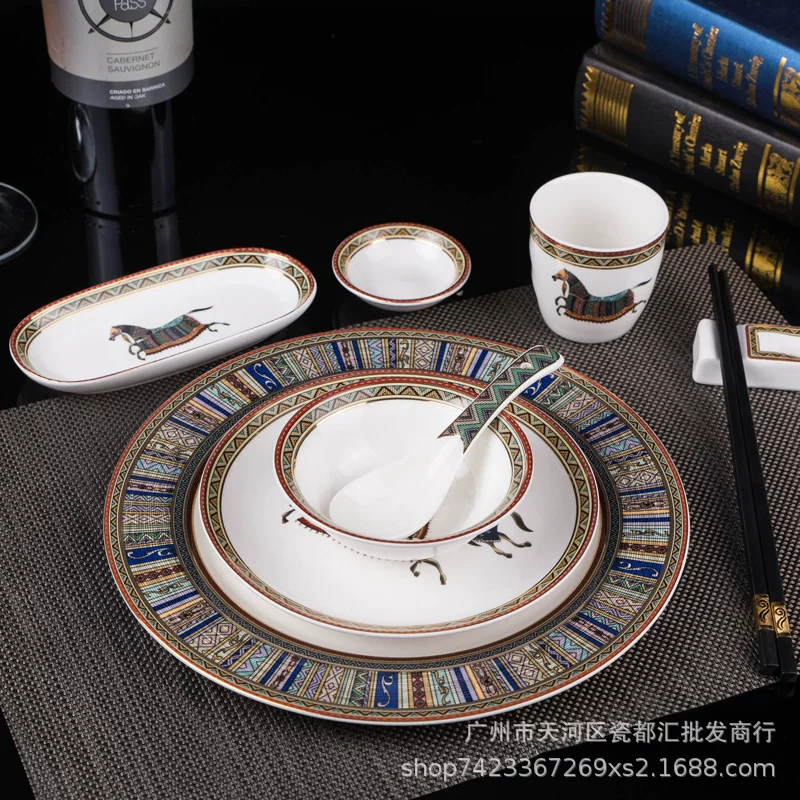 High-end ceramic tableware for hotel, set, 4 piece set