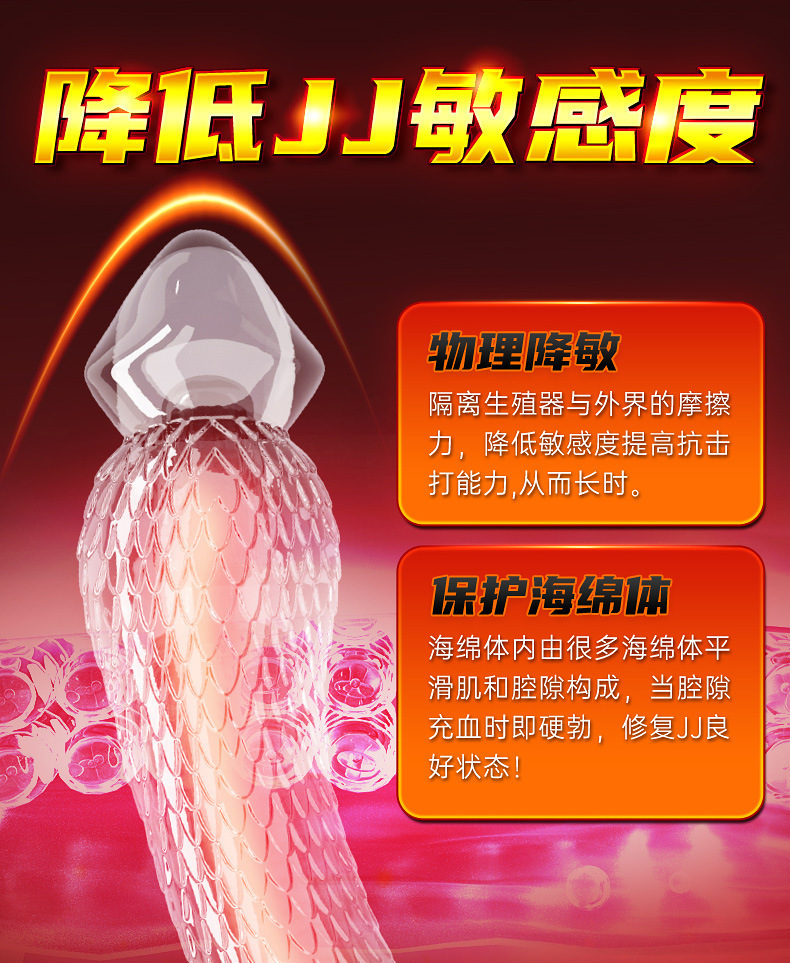 Sensual Niuniu Jiaolong TPE Condom, Button Control, Translucent Black, Adult One Piece — detail image 14