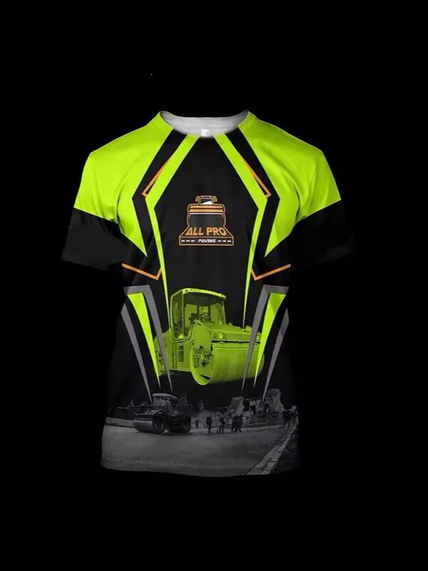 Cross-Border Men's and Women's 3D Printed Shirts, Short-Sleeved Shirts Designed by Truckers, Streetwear for Work
