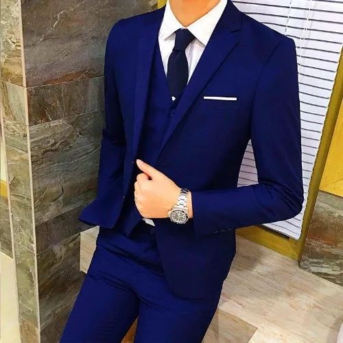 Azul oscuro (traje, pantalón, camisa, pajarita)