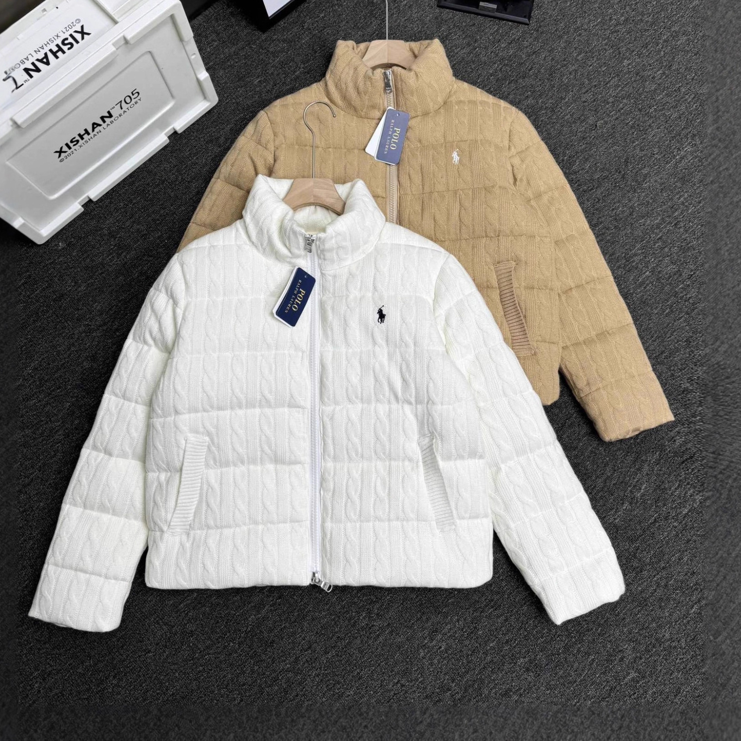 跨境Polo RL拉夫小马刺绣标 羊毛针织面包羽绒服 情侣冬季羽绒服