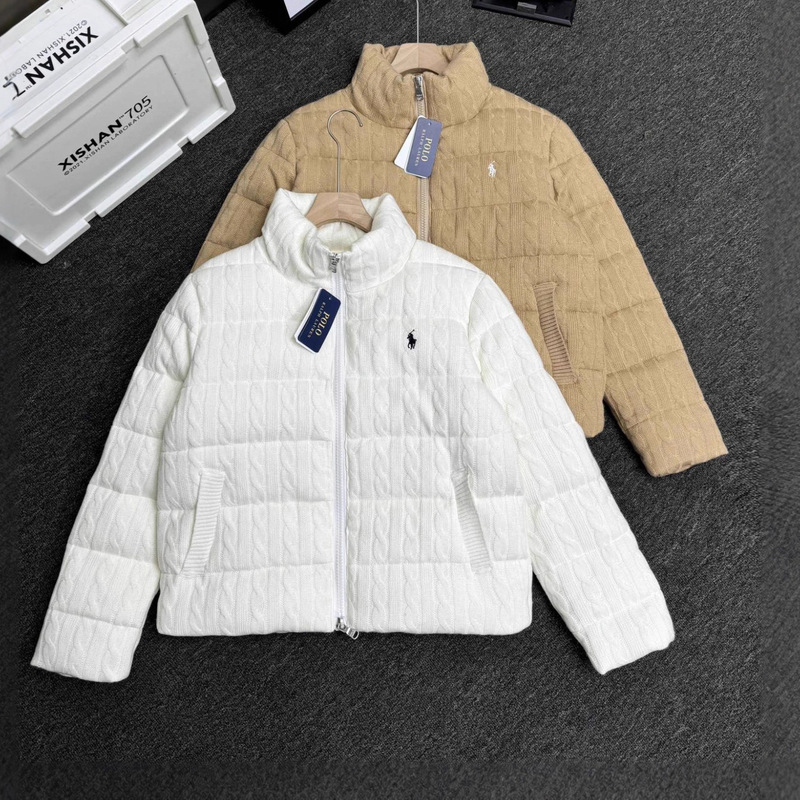 Cross-Border Polo Rl Laffy Pony Embroidered Logo Wool Knitted Bread down Jacket Couple Winter down Jacket